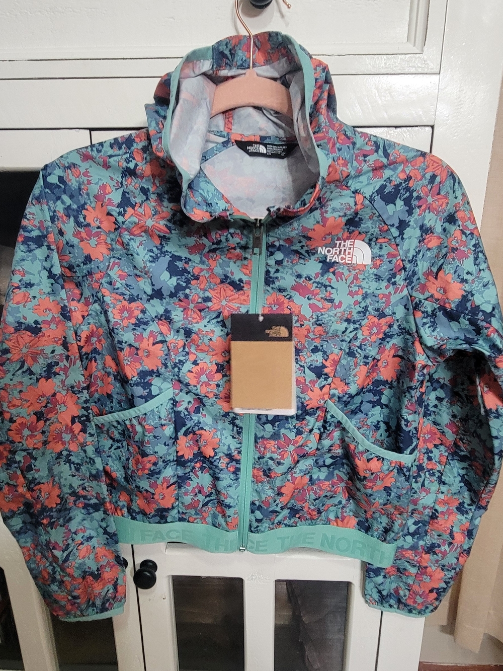 The North Face Women's Floral Bomber Jacket - Teal & Coral